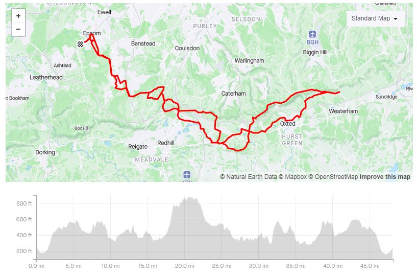 Epsom to Velo Barn Route