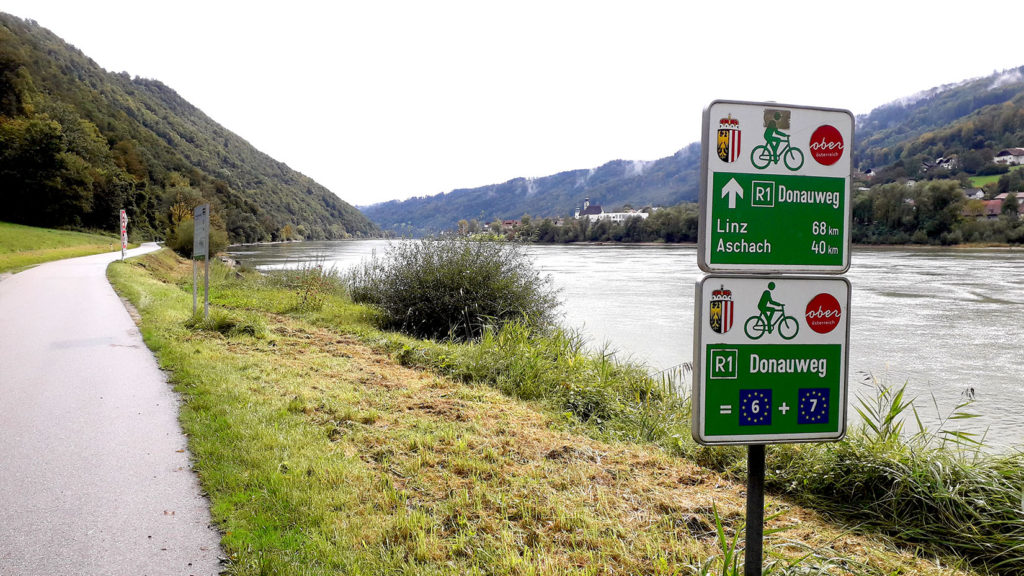 A cycle path next to a river