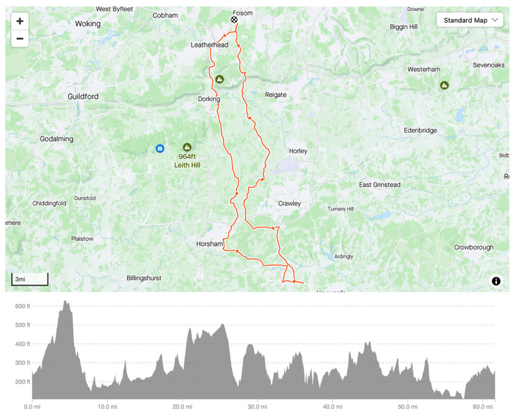 Epsom CC route to Cuckfield