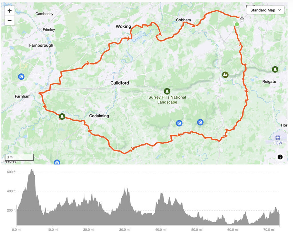 Route to South Downs Coffee Co: Elstead